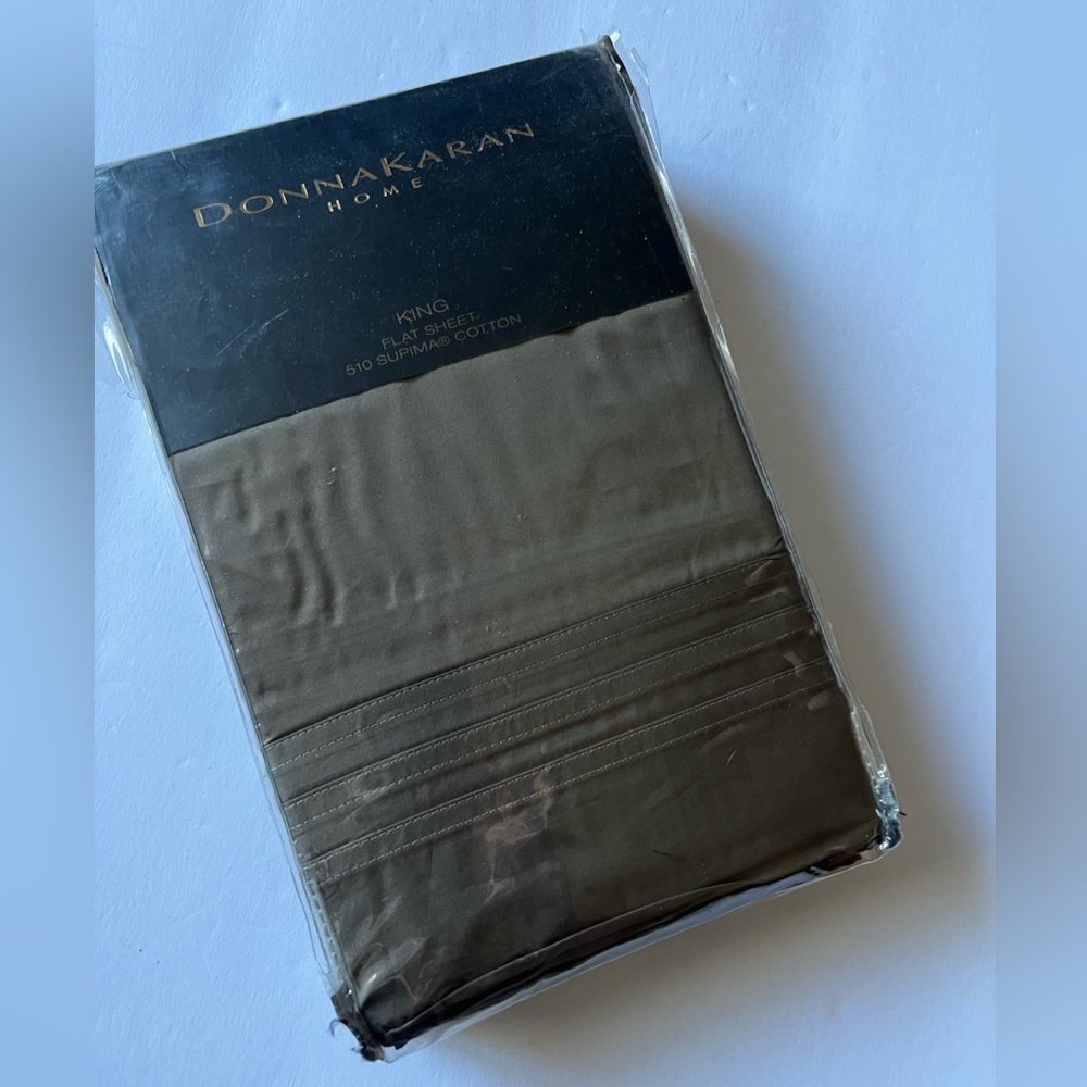 DONNA KARAN HOME 510 SUPIMA COTTON SATEEN KING FLAT SHEET BRONZE NWT